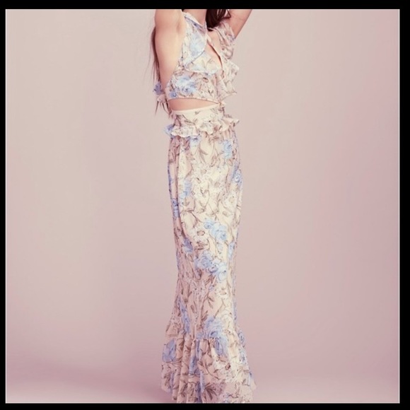 For Love & Lemons Cadence Maxi Dress Ruffle Floral - Picture 14 of 16